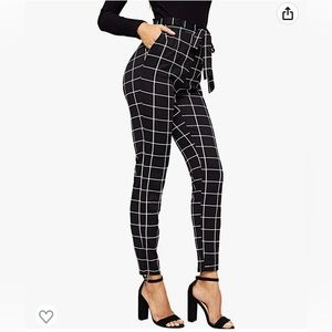 Stretchy Plaid Print Skinny Pants